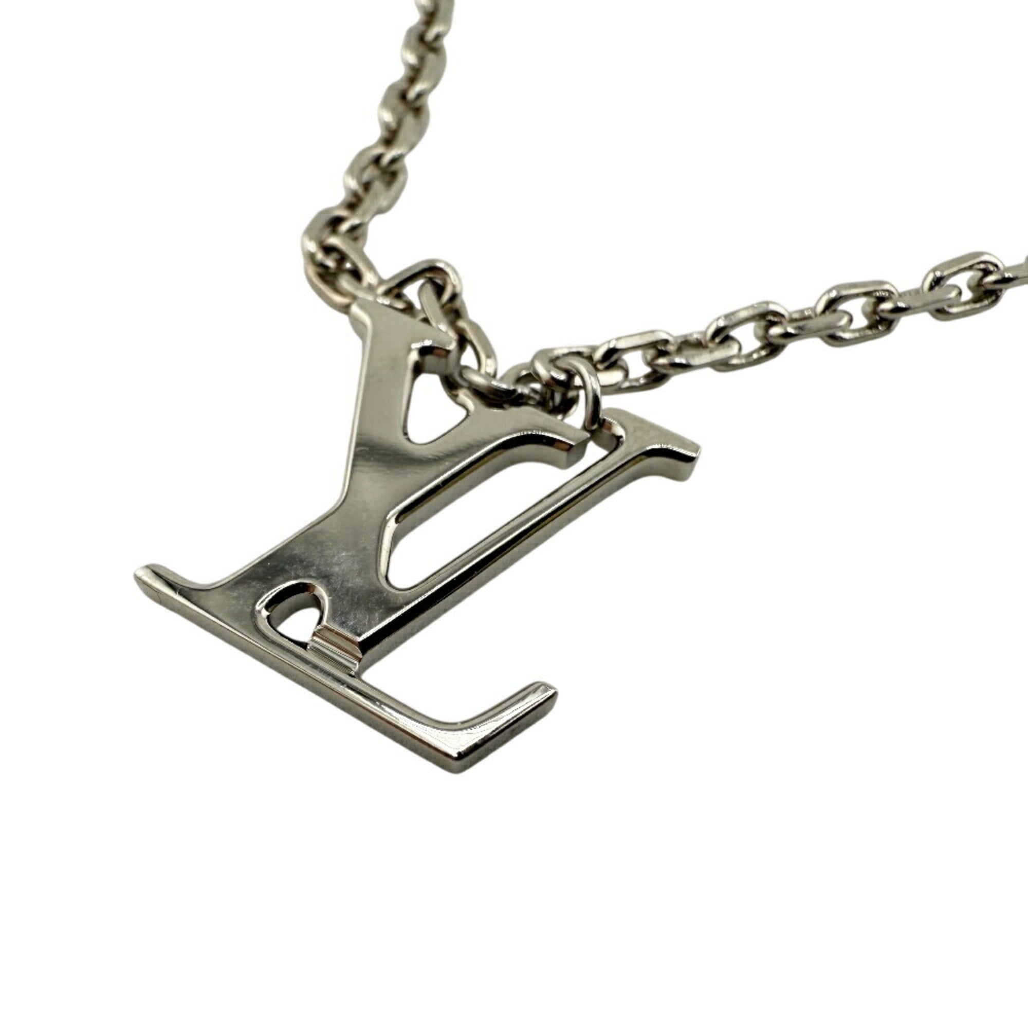 LOUIS VUITTON MP3157 LV Plane Pendant Necklace with Airplane Motif, Silver, Chain, Men's