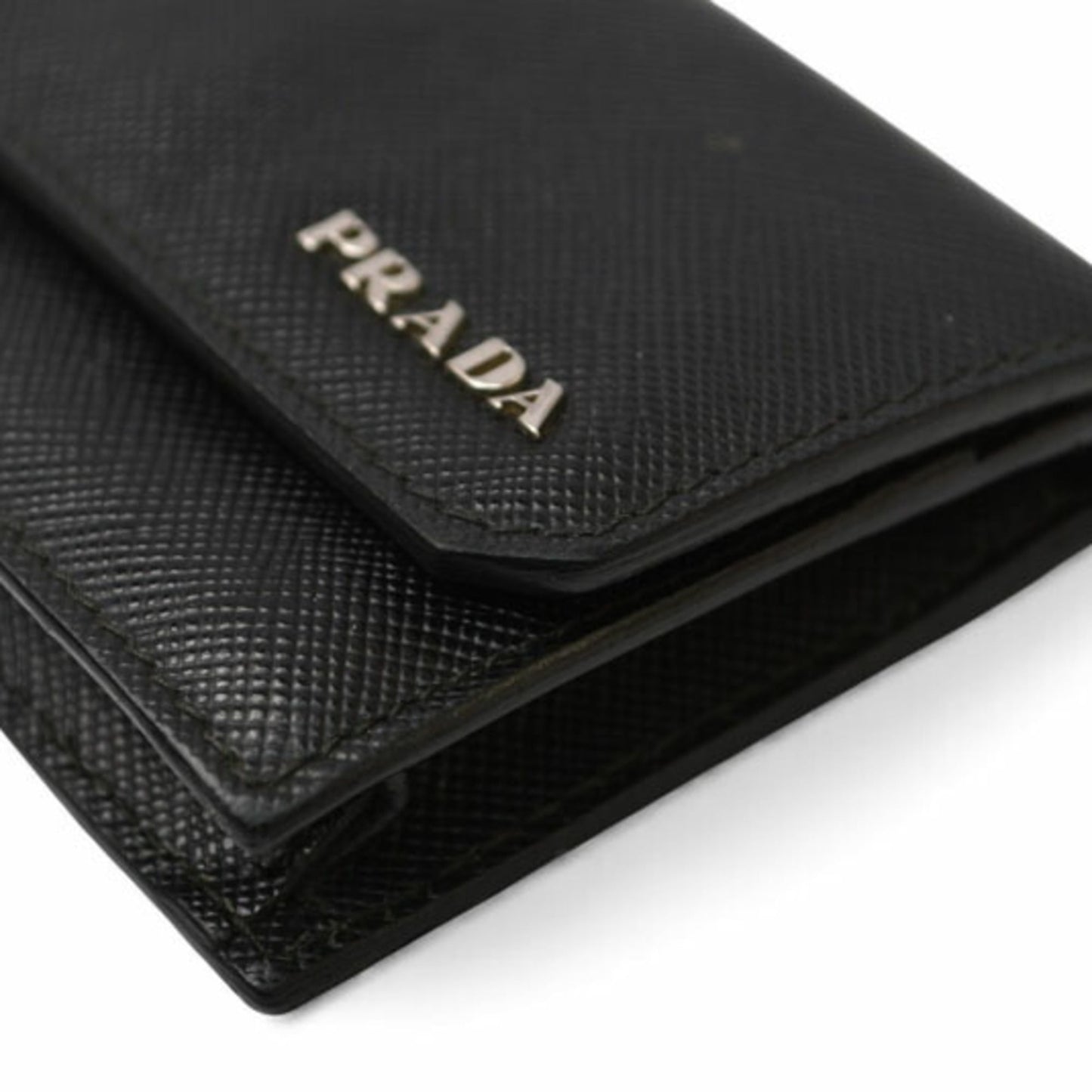Prada card case, coin business holder, PRADA leather, NERO black