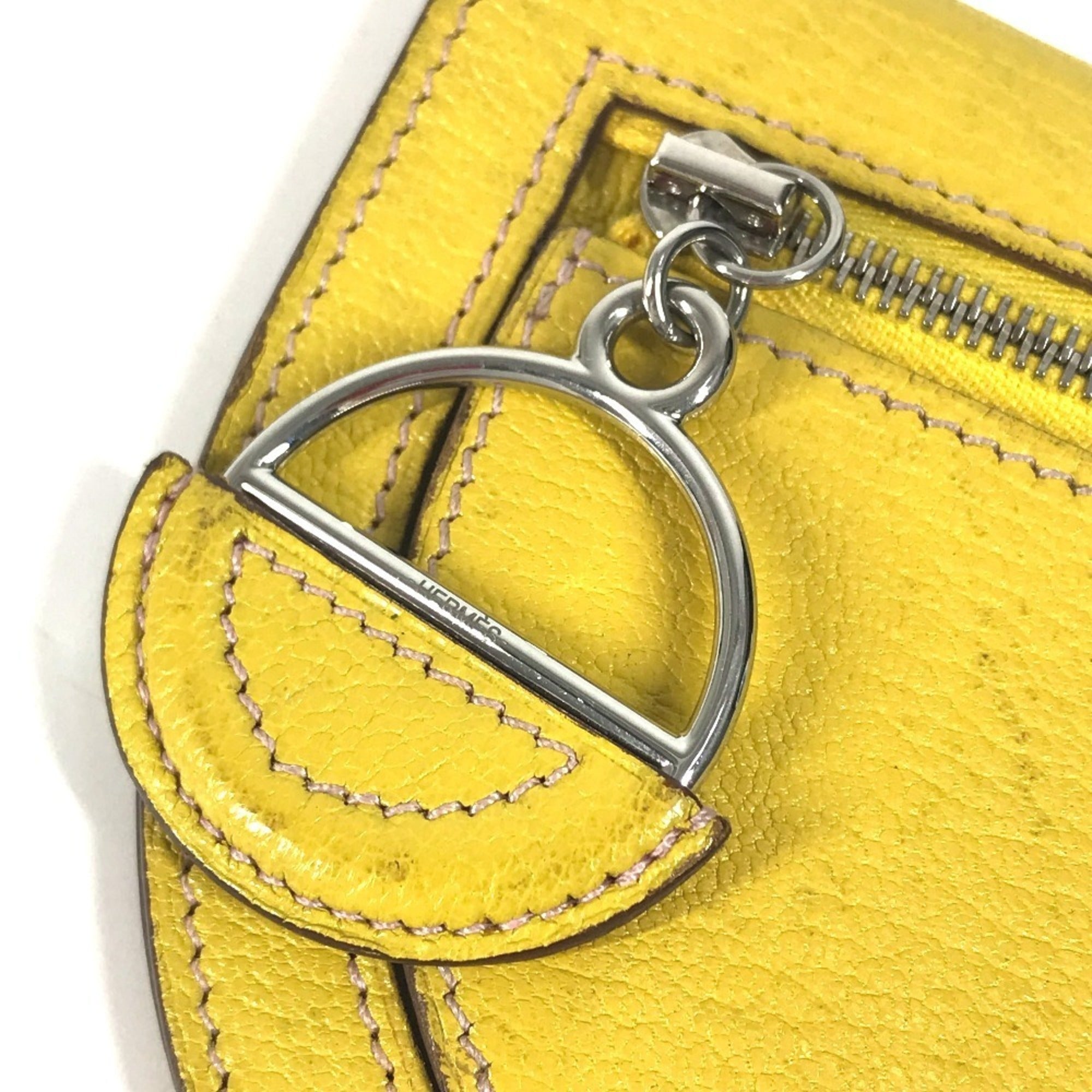 HERMES In the Loop Compact Wallet, Bifold Coin Case, Leather, Unisex, Yellow