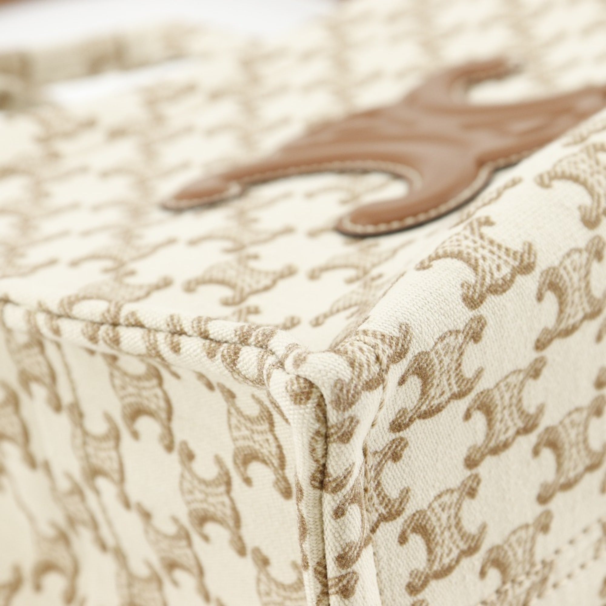 CELINE Triomphe Small Hippo Thais Handbag Shoulder 19916 2EZ6 01BC Canvas Beige 2way A5 Women's