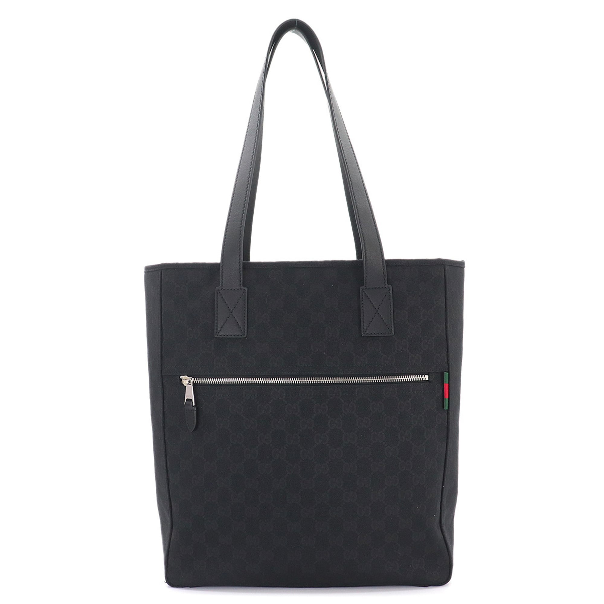 Gucci GG Canvas Medium Tote Handbag, Leather, Black, 834796, Silver Hardware Bag — New - Store Return