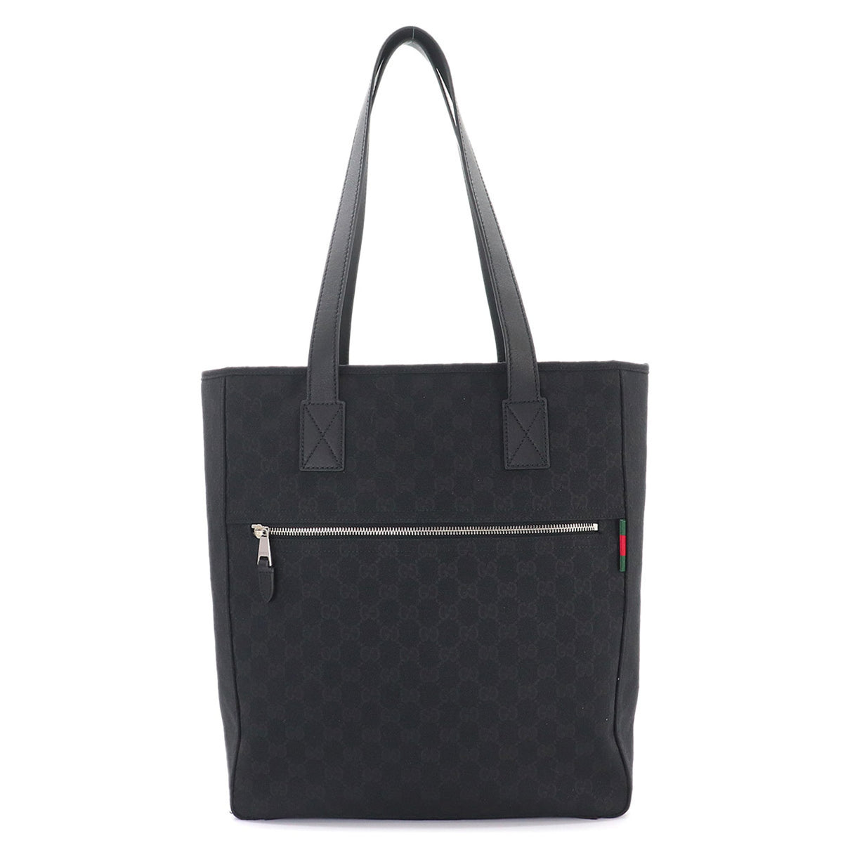 Gucci GG Canvas Medium Tote Handbag, Leather, Black, 834796, Silver Hardware Bag — New - Store Return