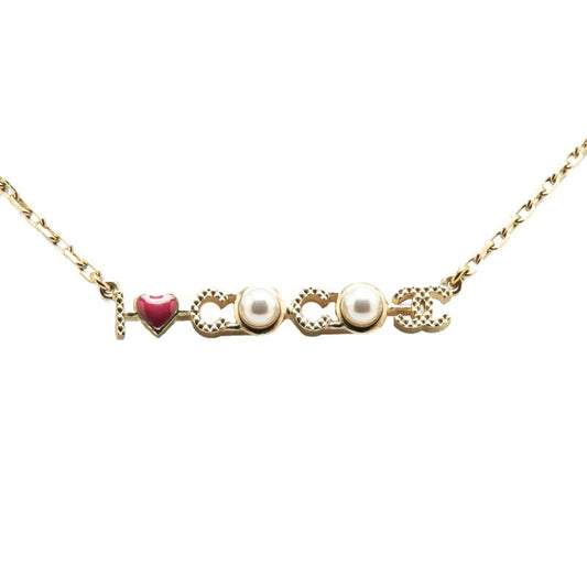 Chanel I LOVE COCO Coco Mark Necklace Gold Plated Fake Pearl Women's CHANEL