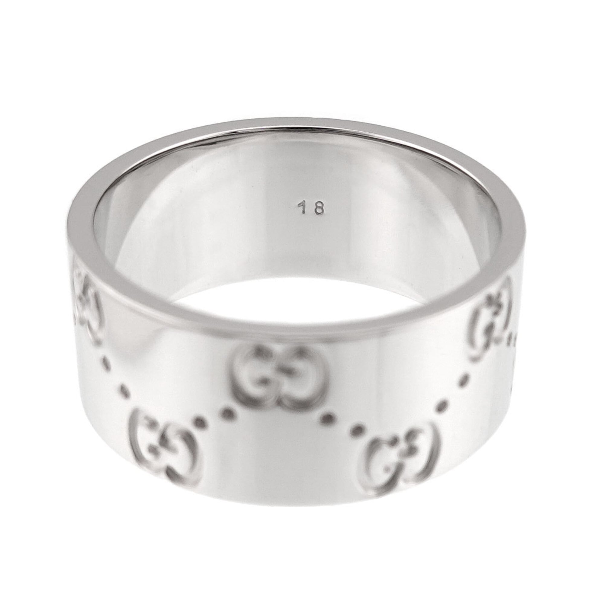 Gucci Icon Wide Ring #18, 18K WG (White Gold 750) — Like New