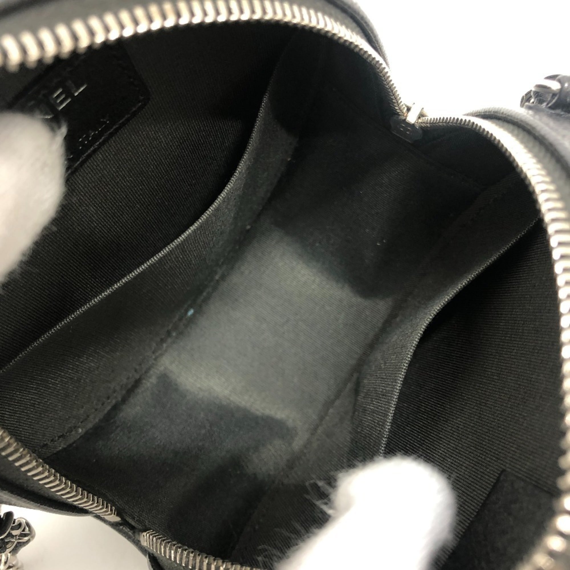 CHANEL Camellia CC Coco Mark Logo Crossbody Bag, Round Mini Shoulder Leather, Women's, Gray — Like New