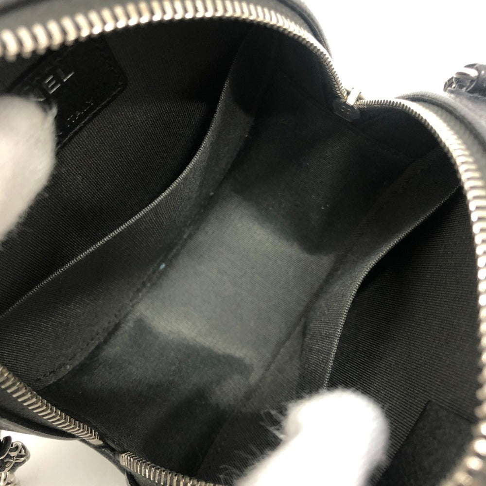 CHANEL Camellia CC Coco Mark Logo Crossbody Bag, Round Mini Shoulder Leather, Women's, Gray — Like New