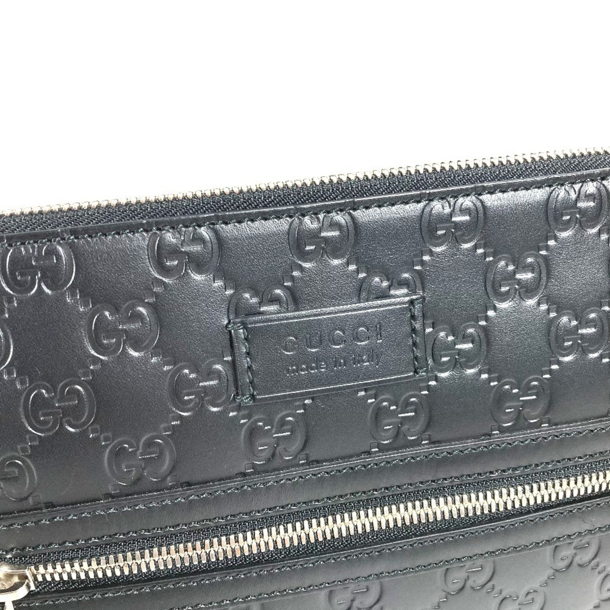 GUCCI 406410 GG Embossed Guccissima Logo Bag, Crossbody Pouch, Shoulder Leather, Black, Men's and Women's — Like New