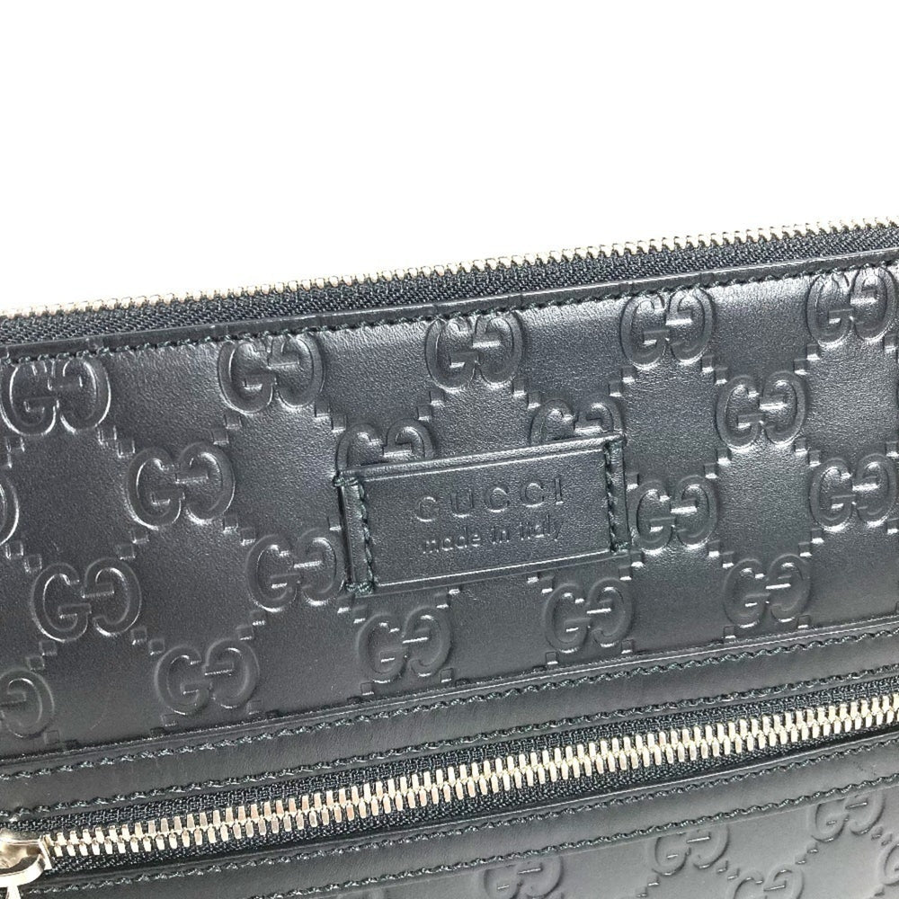 GUCCI 406410 GG Embossed Guccissima Logo Bag, Crossbody Pouch, Shoulder Leather, Black, Men's and Women's — Like New