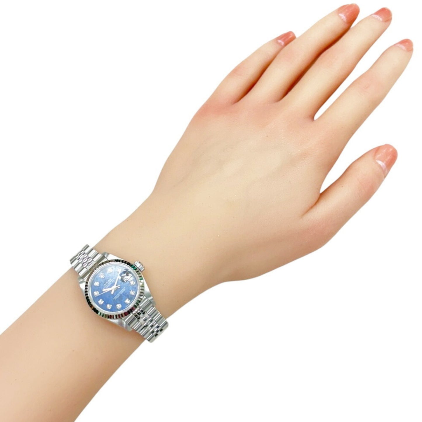 Rolex Datejust Oyster Perpetual Watch, Stainless Steel, 79174G, Automatic, Overhauled and Refinished, Serial Number A, Women's, 10 Diamonds, Sodalite