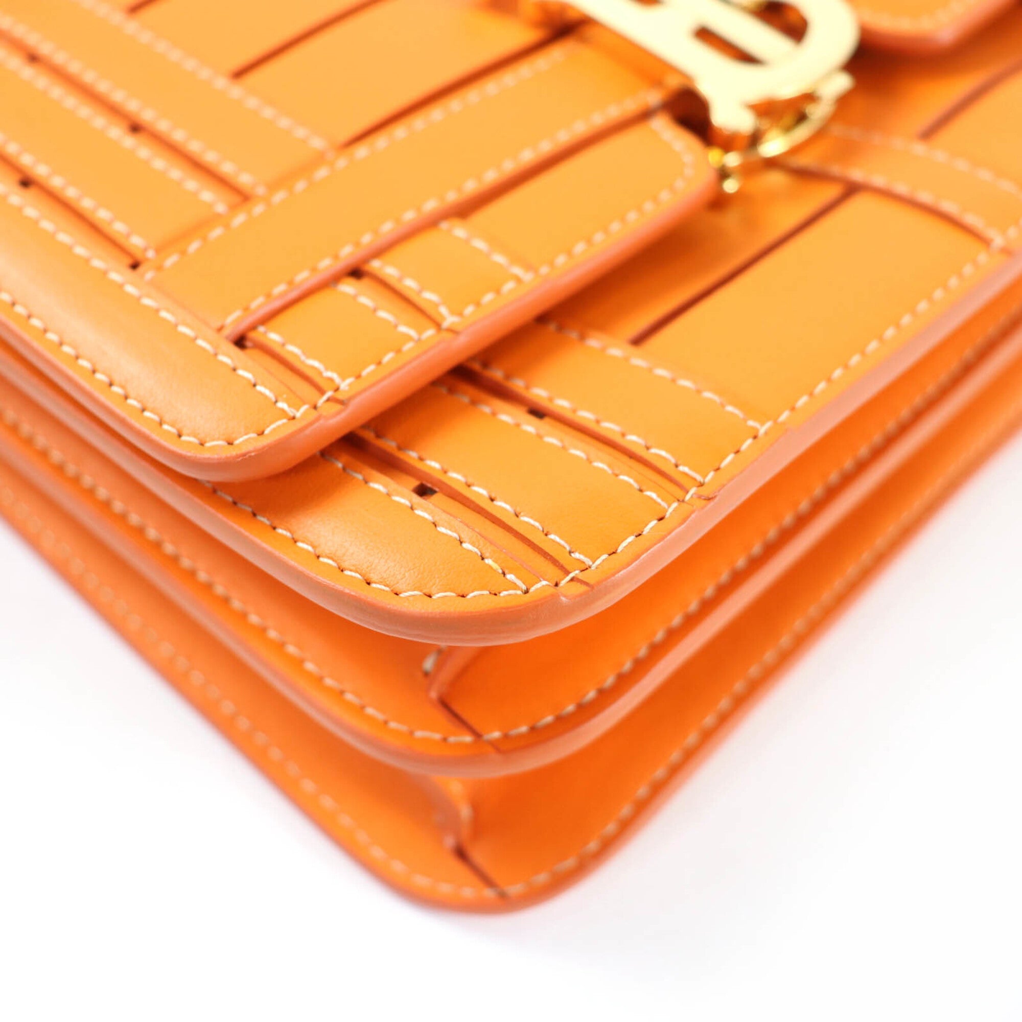 BURBERRY Burberry TB hardware 2-way leather clutch bag/shoulder bag, orange, with dust made in Italy, women's — Like New