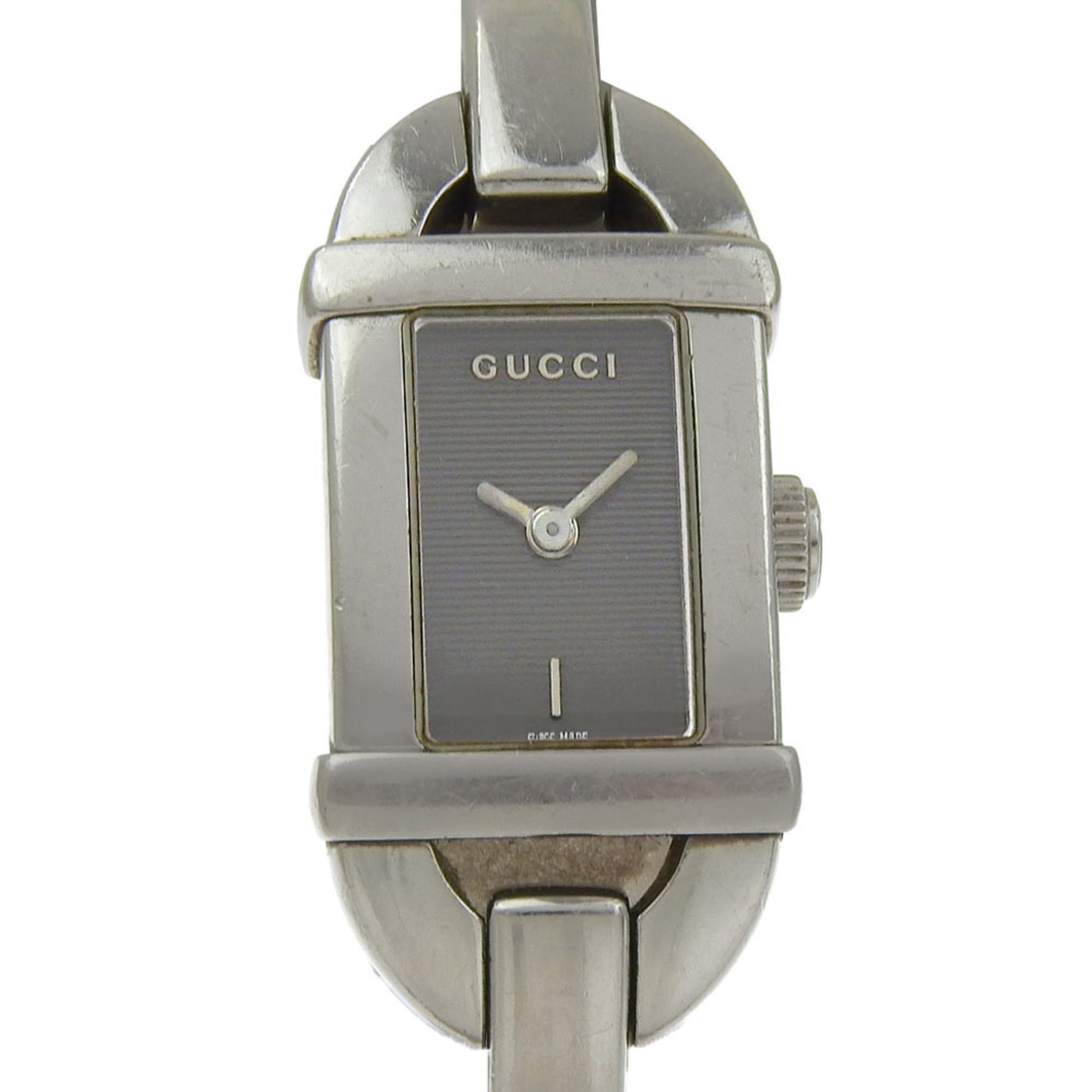 Gucci 6800L Stainless Steel Quartz Analog Watch, Black Dial, Women's — Good