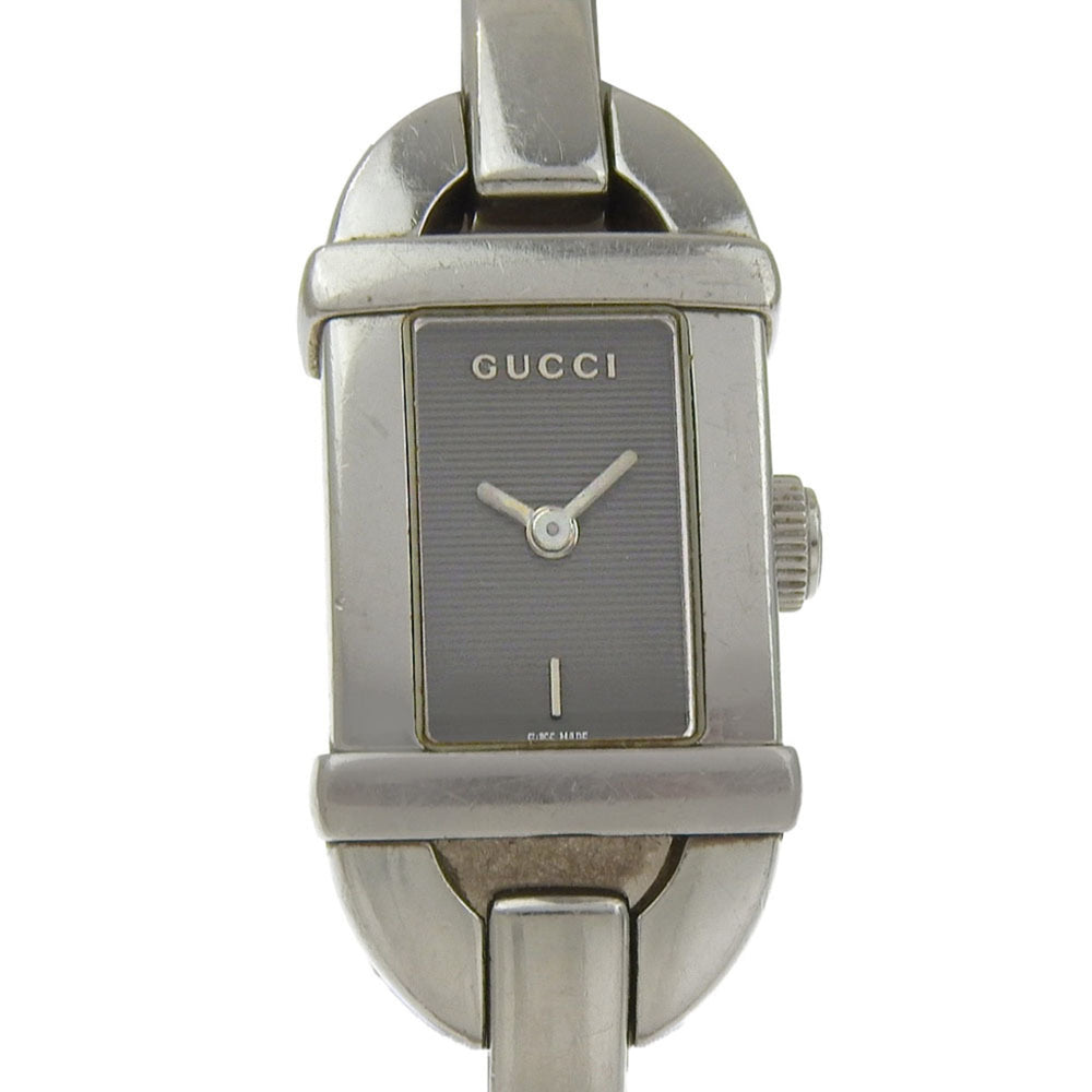 Gucci 6800L Stainless Steel Quartz Analog Watch, Black Dial, Women's — Good