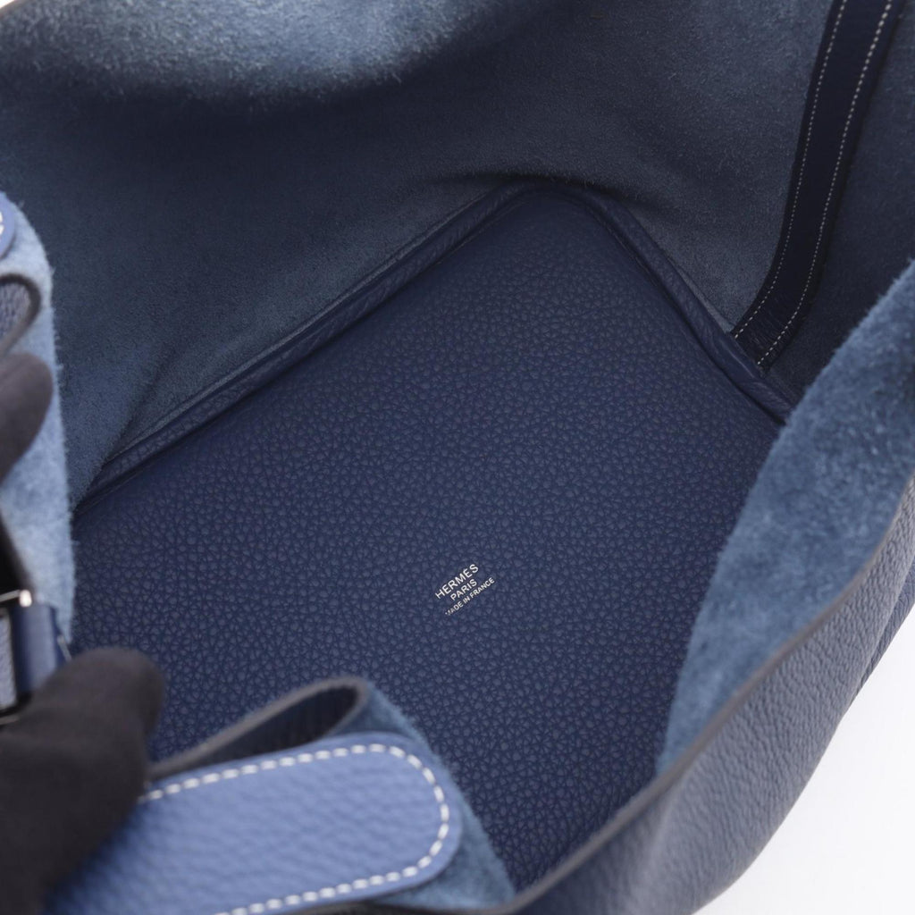 Hermes Hermès Picotin Lock MM handbag, leather, Taurillon Clemence women's, blue, navy