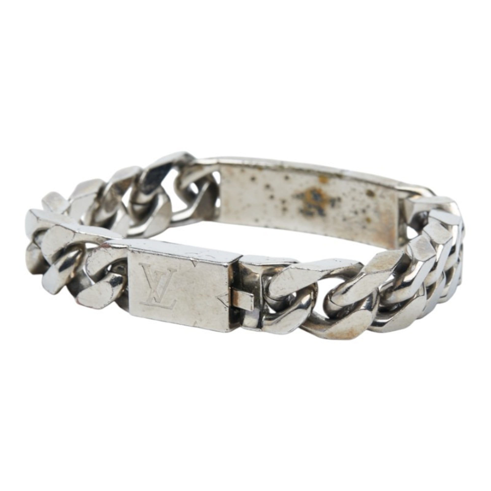 Louis Vuitton LV Signature Chain Bracelet M62486 Silver Metal Men's LOUIS VUITTON