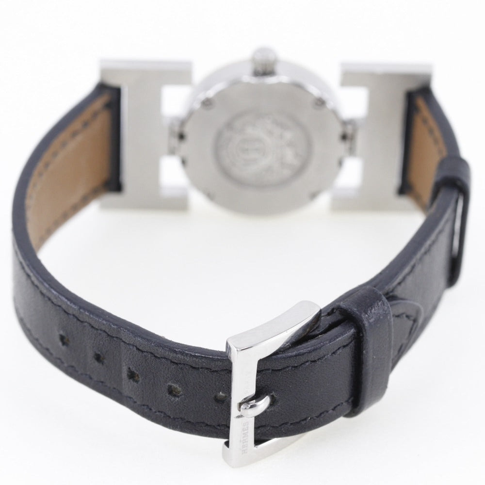 Hermes HERMES Paprika Watch PA1.220 Stainless Steel x Leather 2002 □F Quartz Analog Display White Dial Ladies — Good
