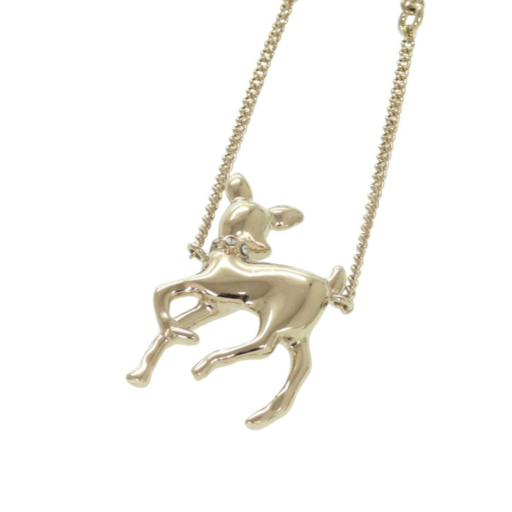 Like new Chanel deer motif GP rhinestone gold necklace 1815CHANEL — Like New