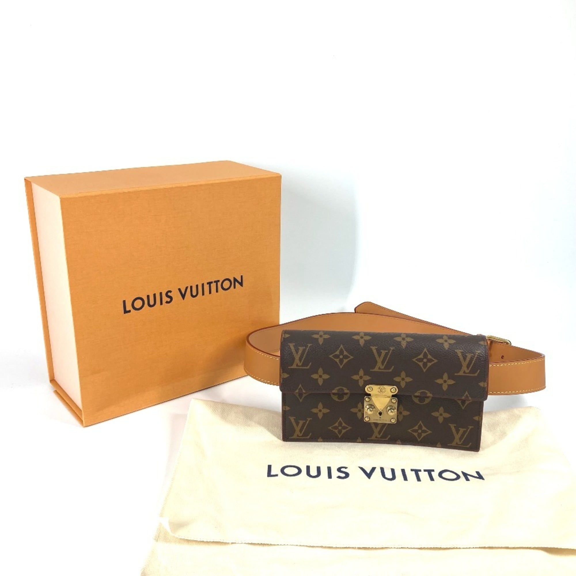 LOUIS VUITTON M44667 Monogram S-Lock Belt Pouch PM, Bag, Shoulder Waist Canvas, Women's, Brown, Like New — Like New