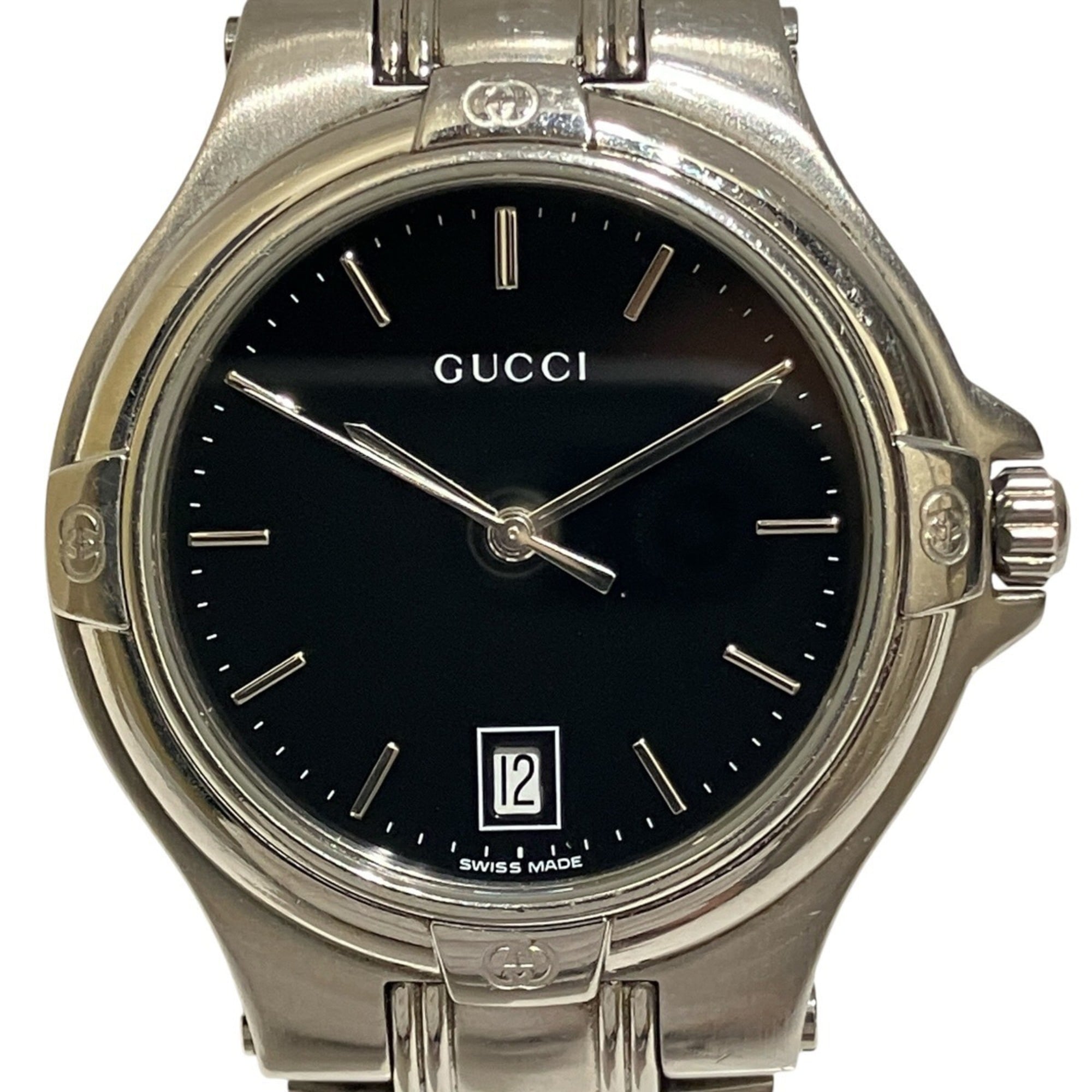 Gucci GUCCI watch, total weight 105.4g, stainless steel, quartz movement, black dial, 9040M — Good