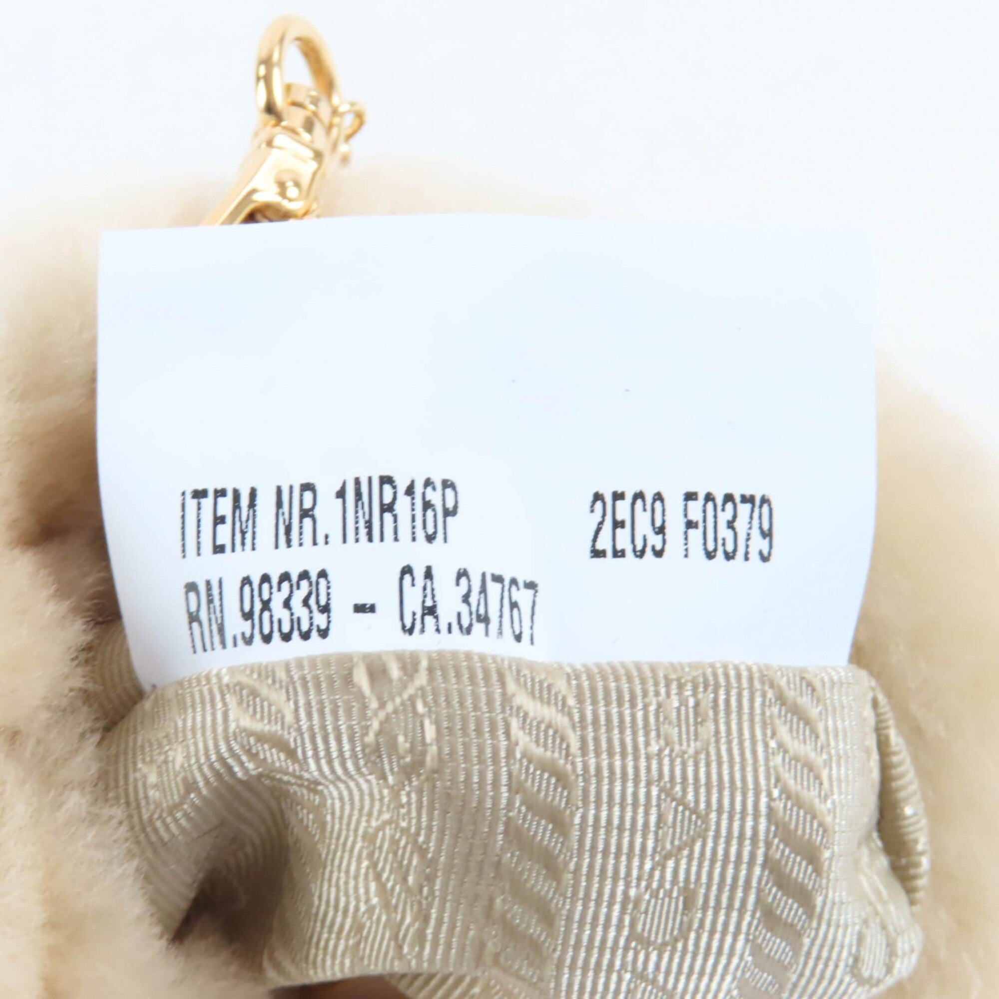 PRADA 1NR16P Sheepskin Mini Pouch, Ecru Beige, Triangle Logo, Chain Shoulder Bag, Made in Italy, Women's — Like New