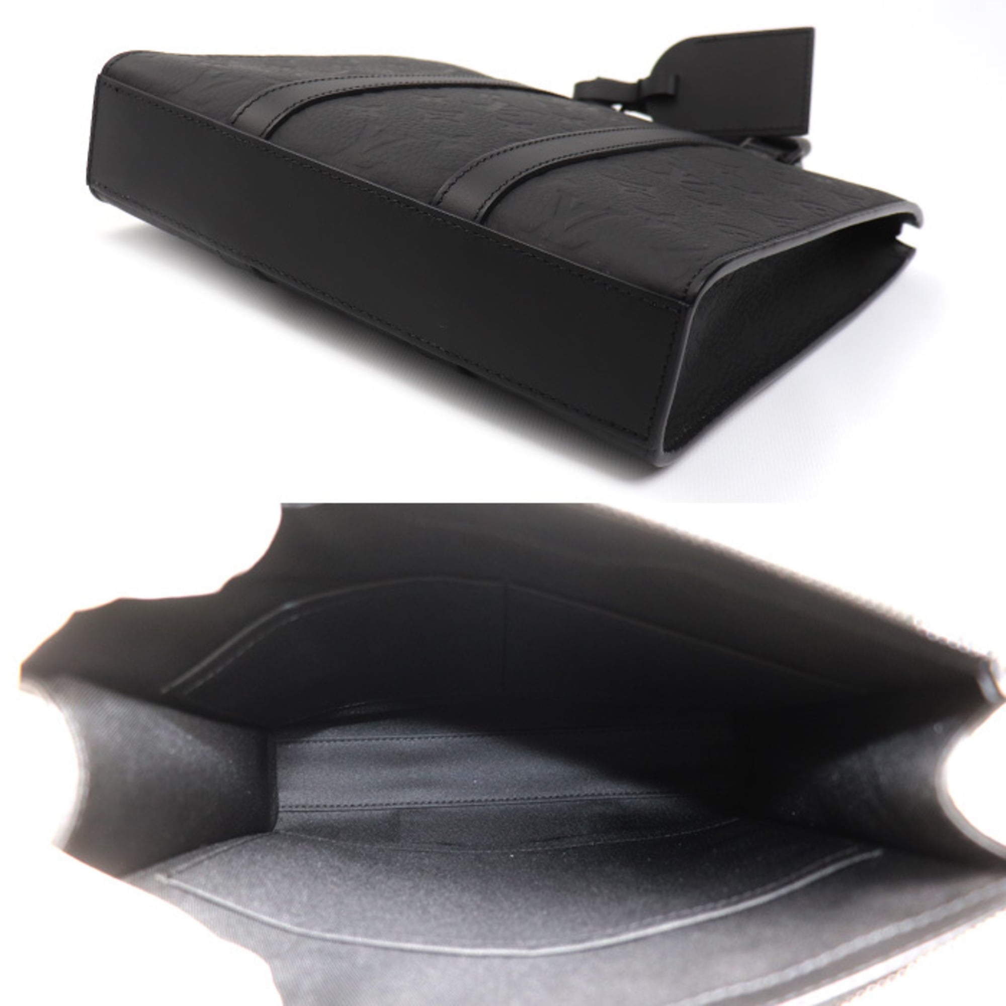 LOUIS VUITTON Sac Plat Cross 2-Way Shoulder Bag Monogram Taurillon Black M21884 Men's