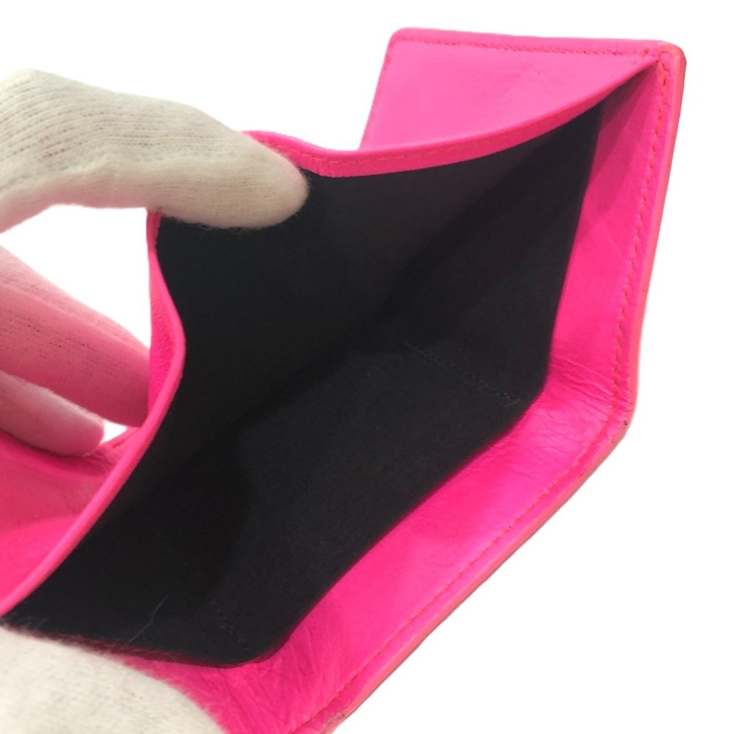 BALENCIAGA 203437 Classic Compact Wallet Tri-fold Leather Women's Pink