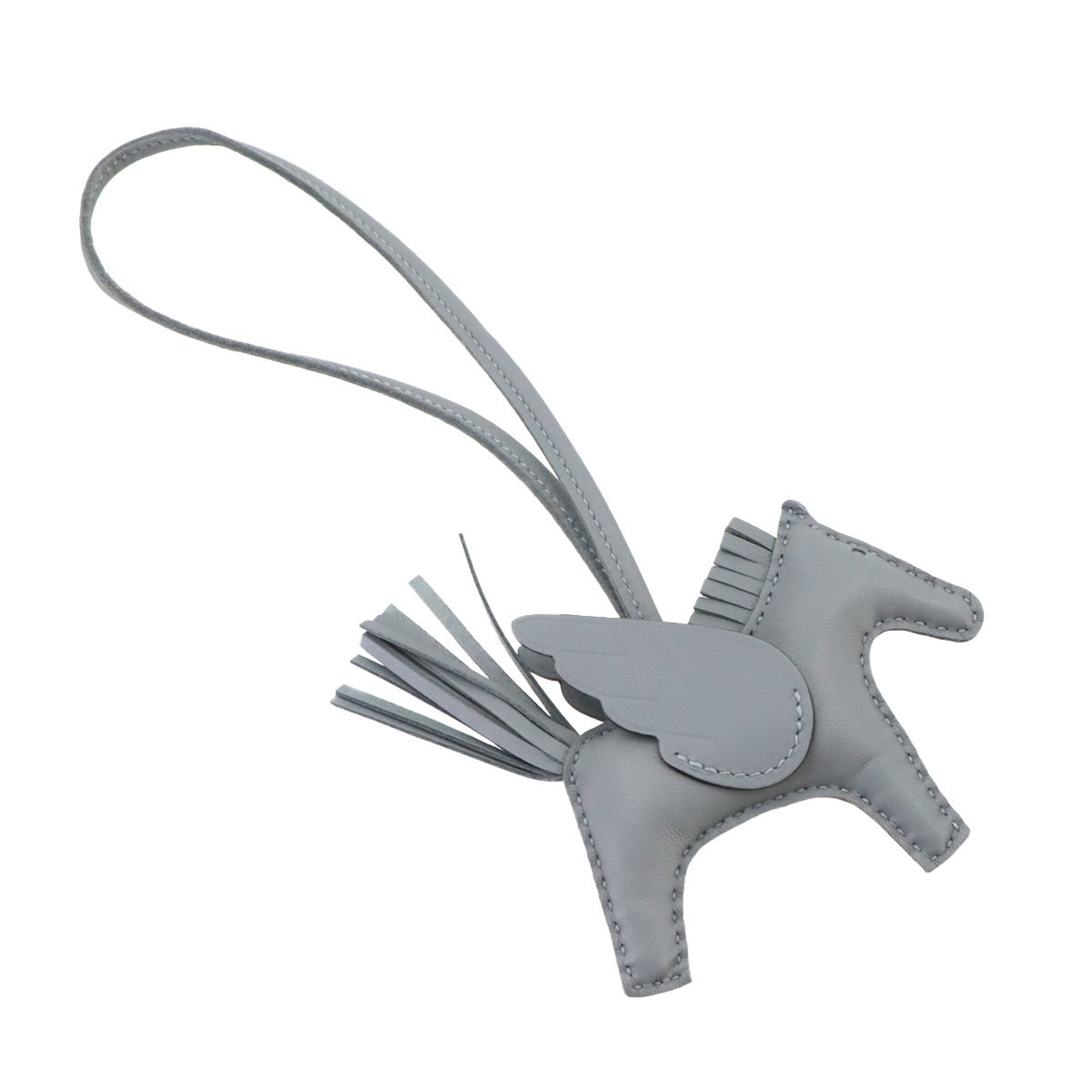 Hermes Rodeo Pegasus PM Accessory Bag Charm, Agneau Milo Swift Leather, Gris Pantin, K Stamp — New - Store Return