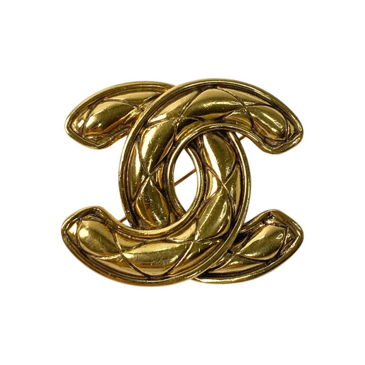 CHANEL Women's Coco Mark Matelasse Gold Brooch