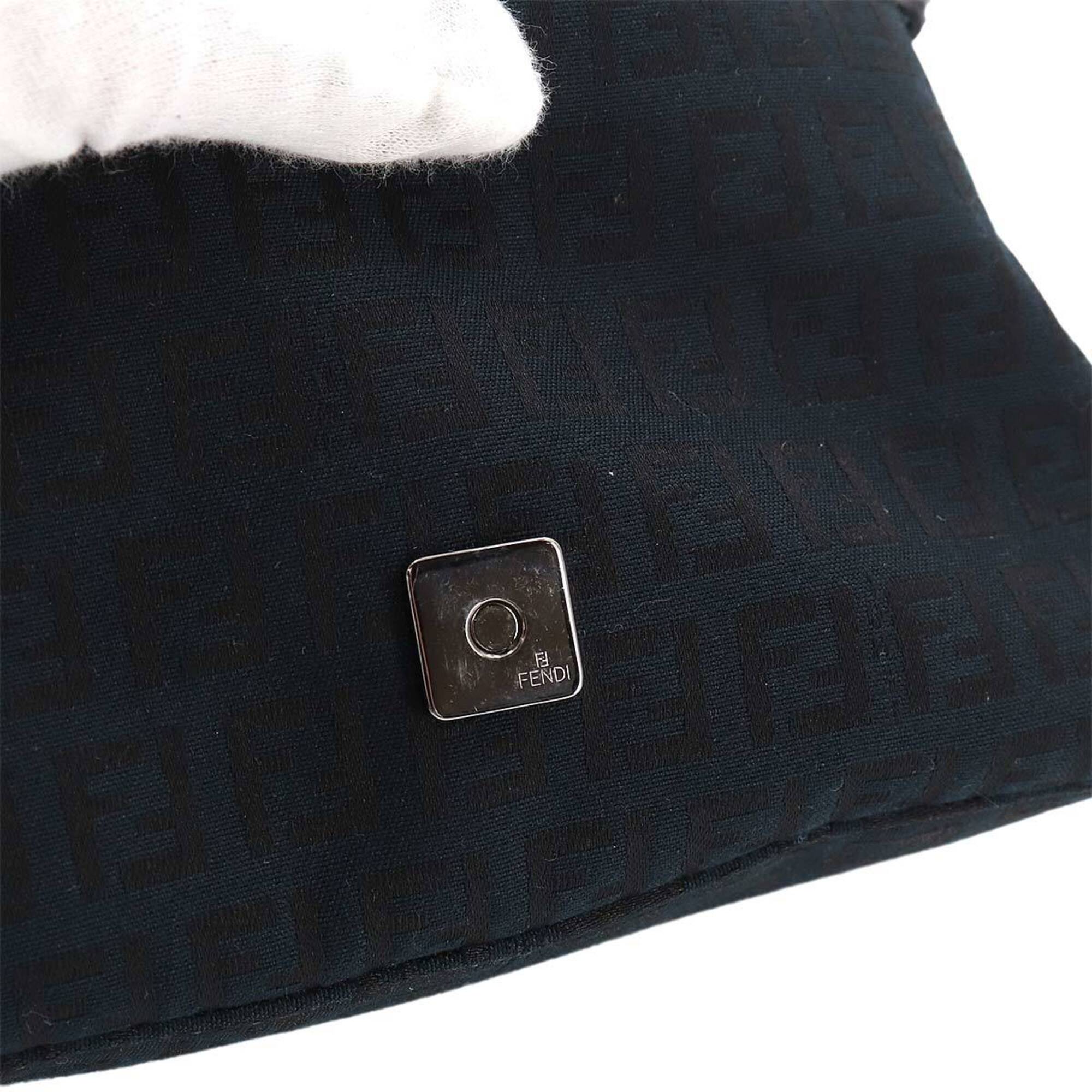 Fendi Zucchino Mini Mamma Baguette Shoulder Handbag, Canvas and Leather, Black, 8BR180, Gunmetal Hardware — New - Store Return