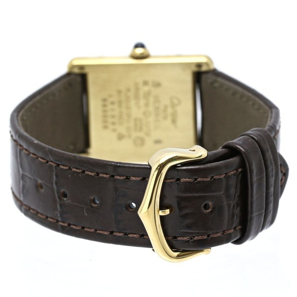 CARTIER Must Tank LM Vermeil W1002753 Men's Watch, Sterling Silver 925 x Leather Strap, 40572 — Good