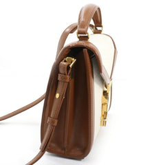 YSL Saint Laurent Cassandra Mini Shoulder Bag, Women's Canvas Brown, KM3046 — Like New