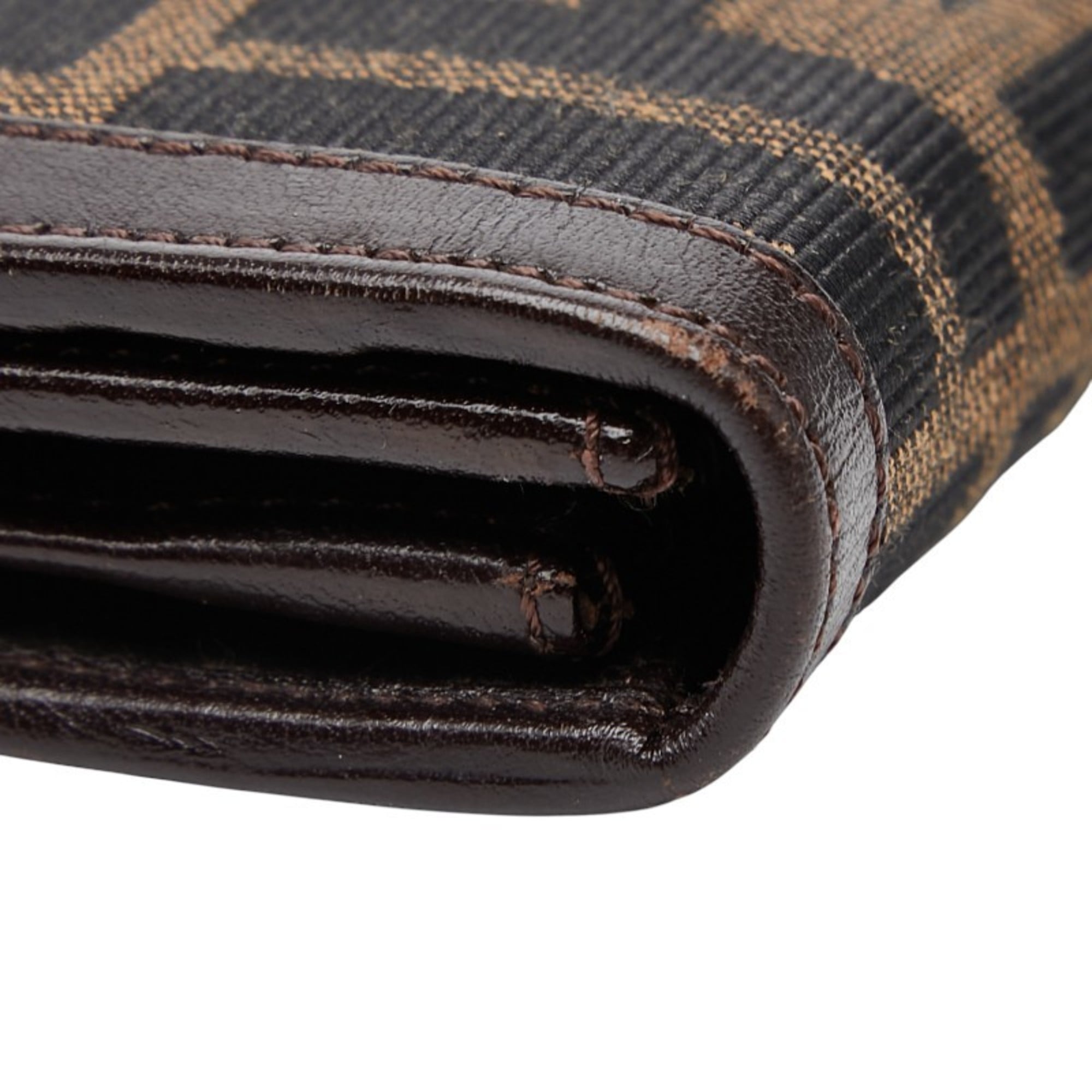 Fendi Zucca long wallet in brown canvas and leather for women.