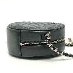 CHANEL Camellia CC Coco Mark Logo Crossbody Bag, Round Mini Shoulder Leather, Women's, Gray — Like New