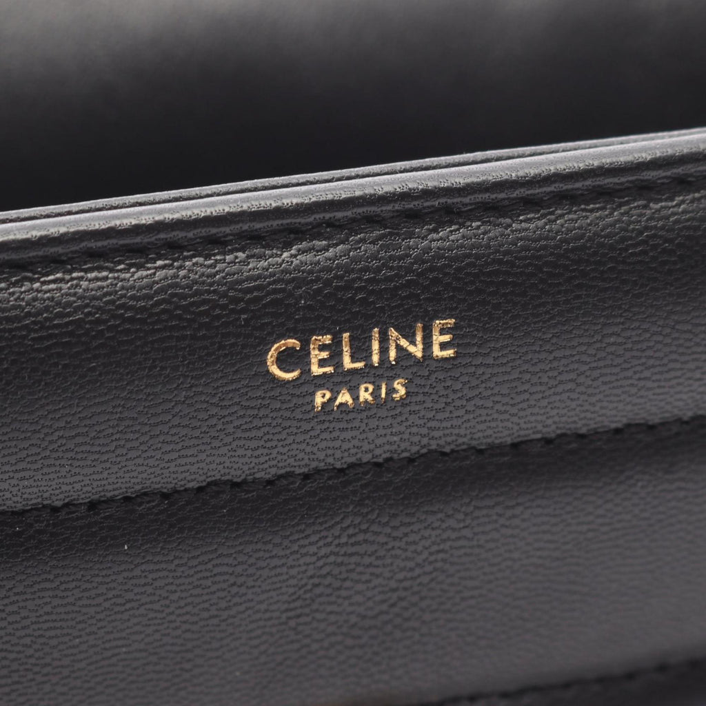 Celine Monochrome Shoulder Bag, Leather, Women's, Black