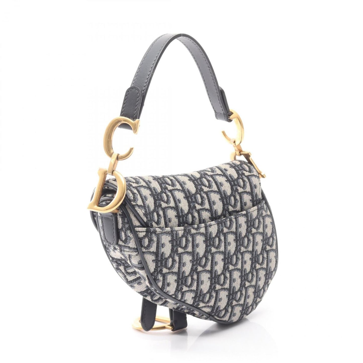 Christian Dior Dior Saddlebag Mini Oblique Jacquard Handbag Canvas Leather Women's Bag Beige Navy Black