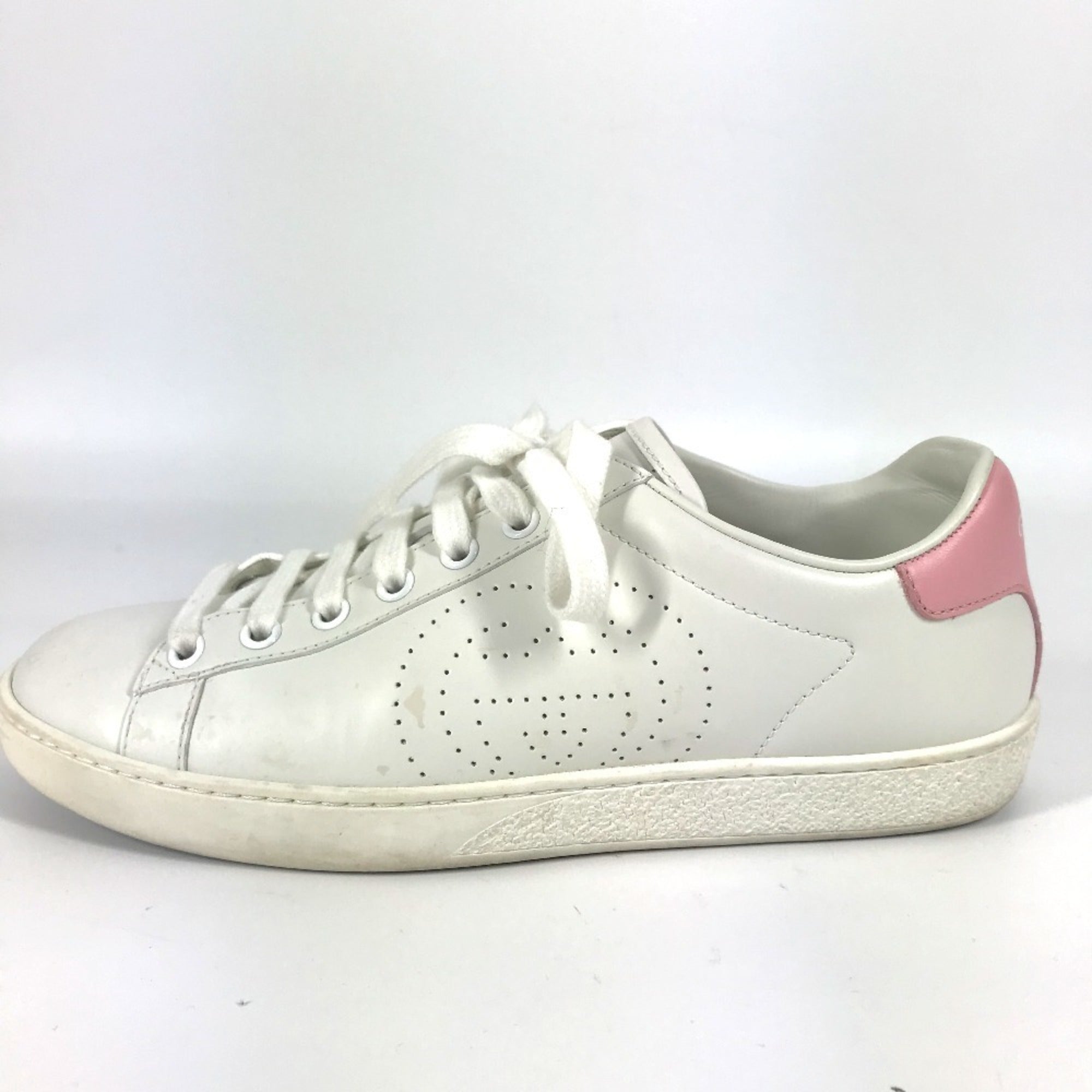 GUCCI 598527 Ace logo two-tone shoes, low-top leather sneakers with Interlocking G, women's white