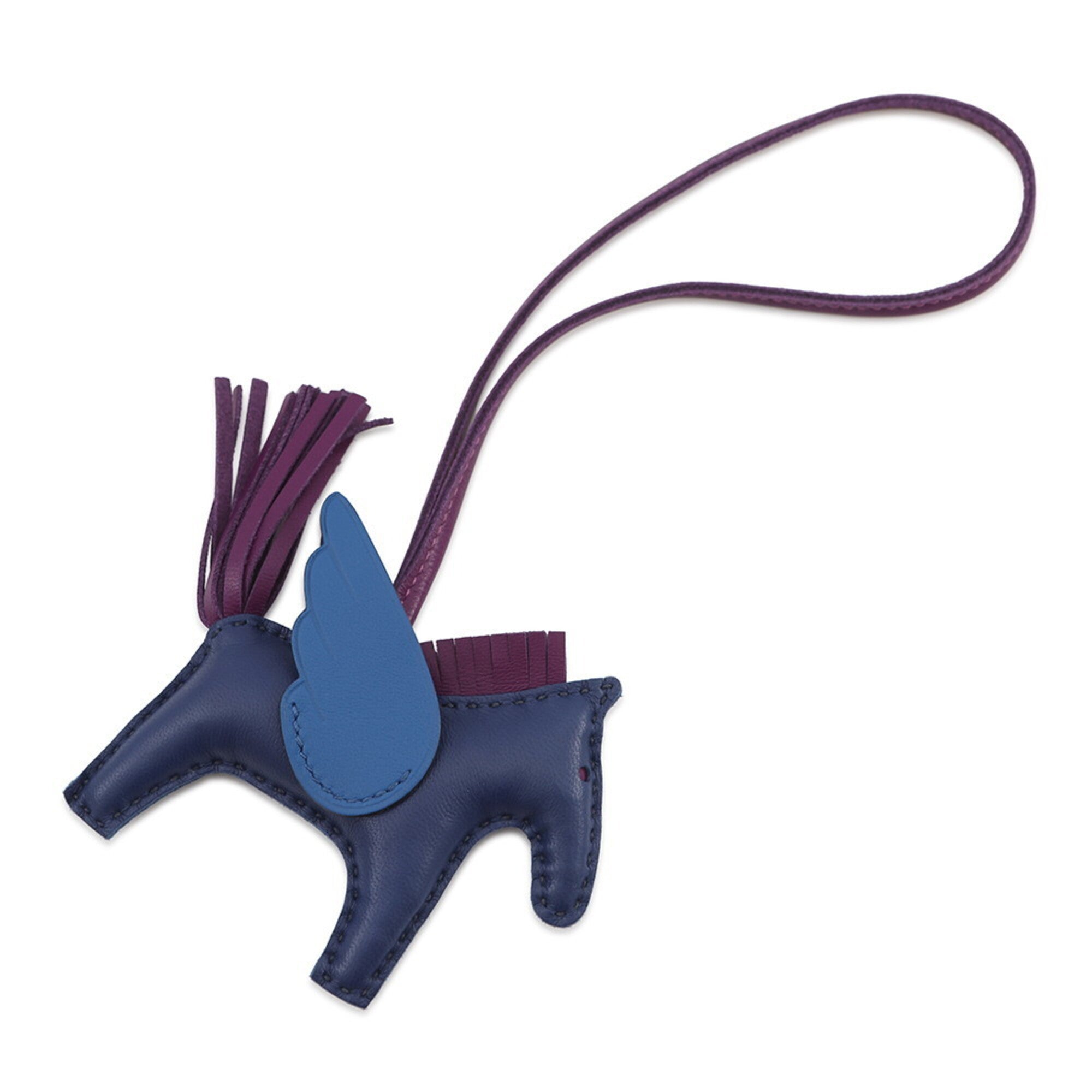 Hermes accessory bag charm Rodeo PM Pegasus Blue Saphir Violet France Lambskin Z stamp women's HERMES — Like New