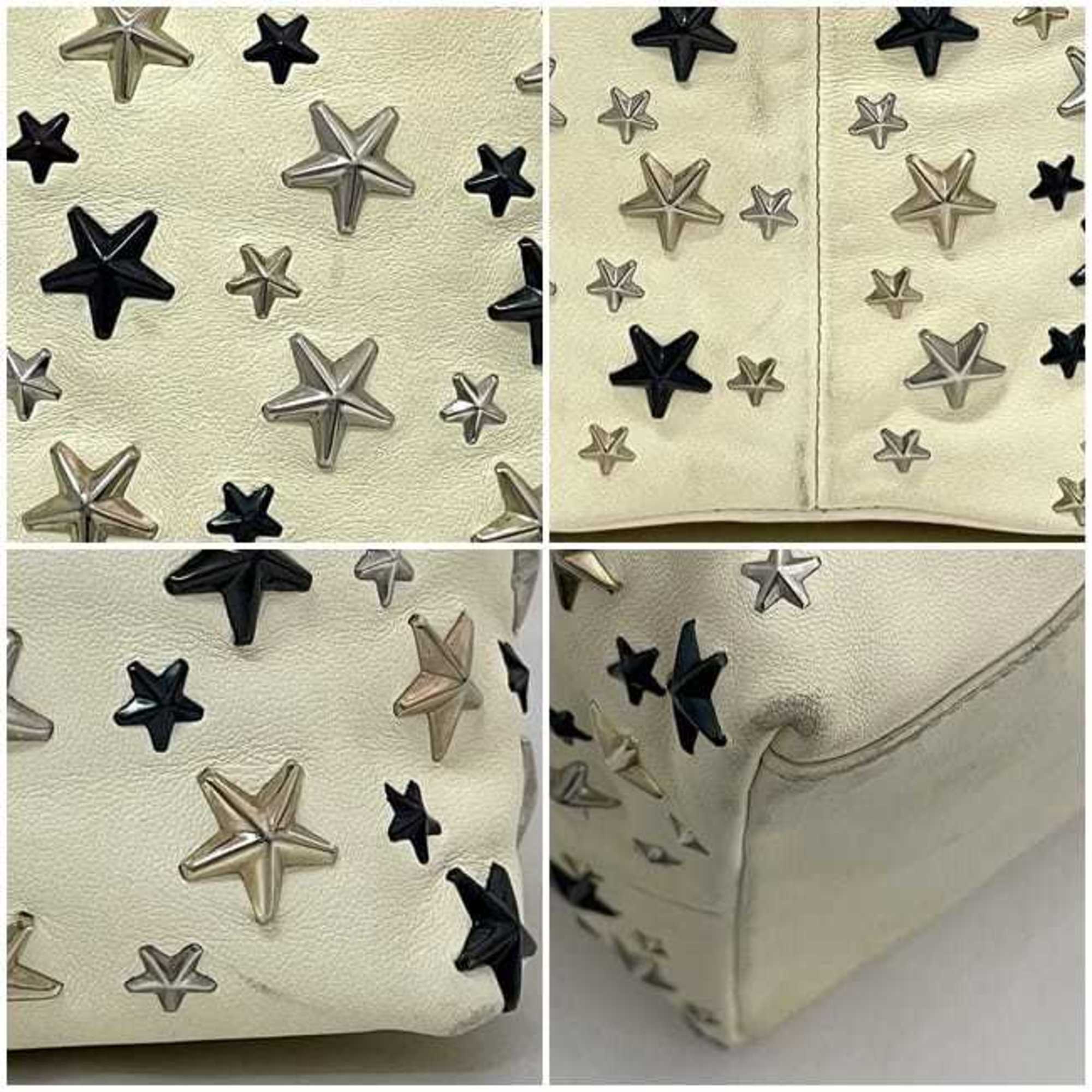 Jimmy Choo Tote Bag Sophia ec-22763 Cream White Leather Studs JIMMY CHOO Star Women Men A4