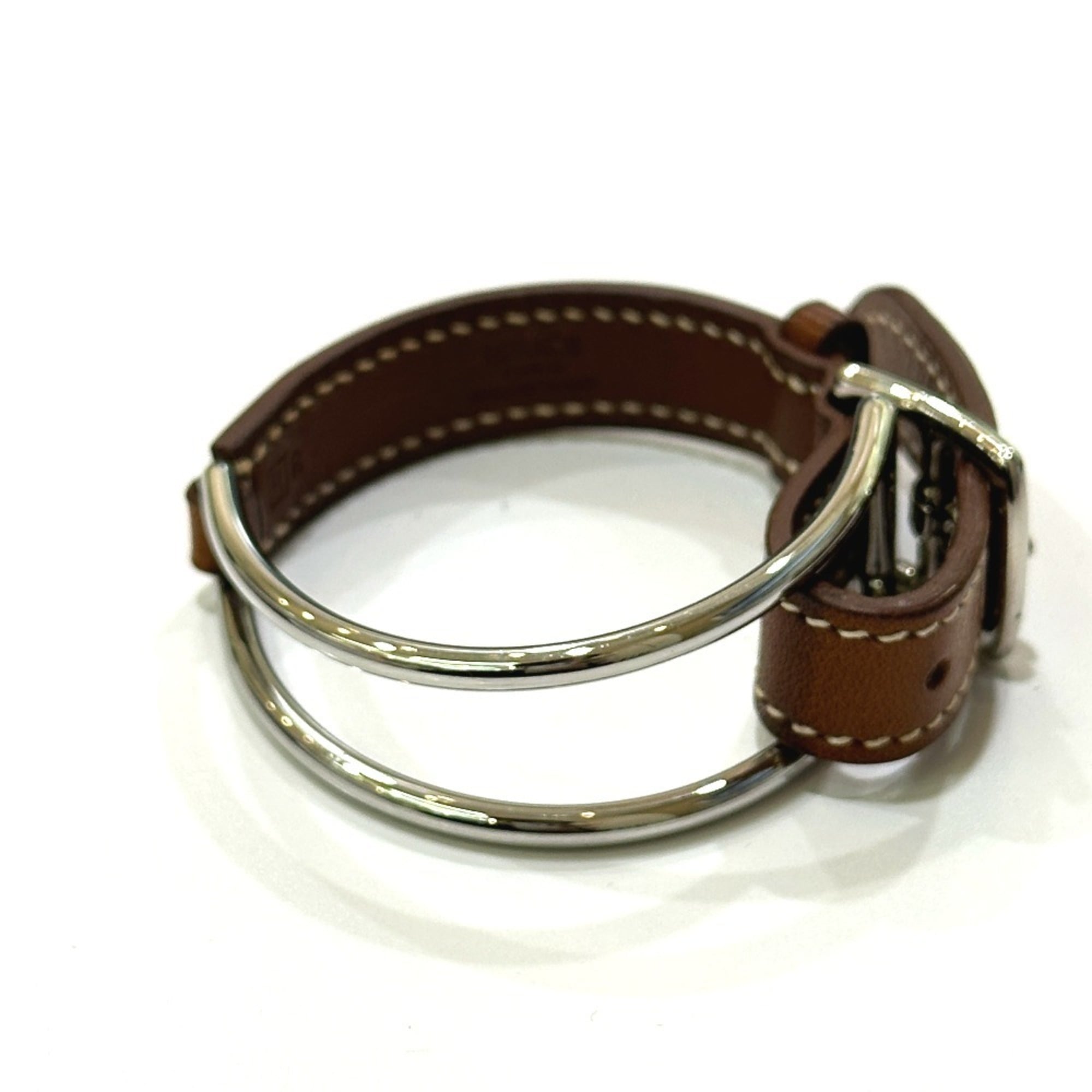 HERMES Hermes belt, metal and leather, brown, for women