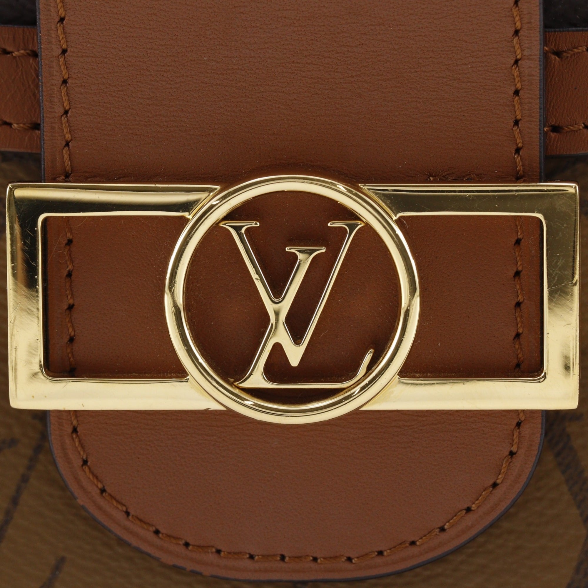 Louis Vuitton Dauphine MM Shoulder Bag, Monogram Reverse, M45958, Canvas, Brown, 2-way, Magnetic Closure, Women's — Like New