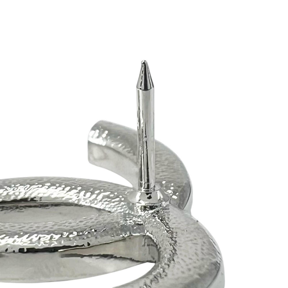 CHANEL B23 Coco Mark Heart Rhinestone Pin Badge Brooch, Silver, Made in Italy, Women's — Like New