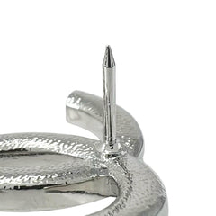 CHANEL B23 Coco Mark Heart Rhinestone Pin Badge Brooch, Silver, Made in Italy, Women's — Like New