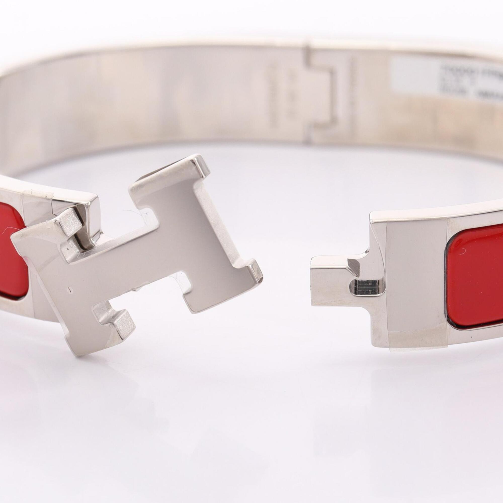 Hermes HERMES Clic Clac PM Bangle Accessory Stainless Steel Enamel Women's Silver/Red — New - Store Return