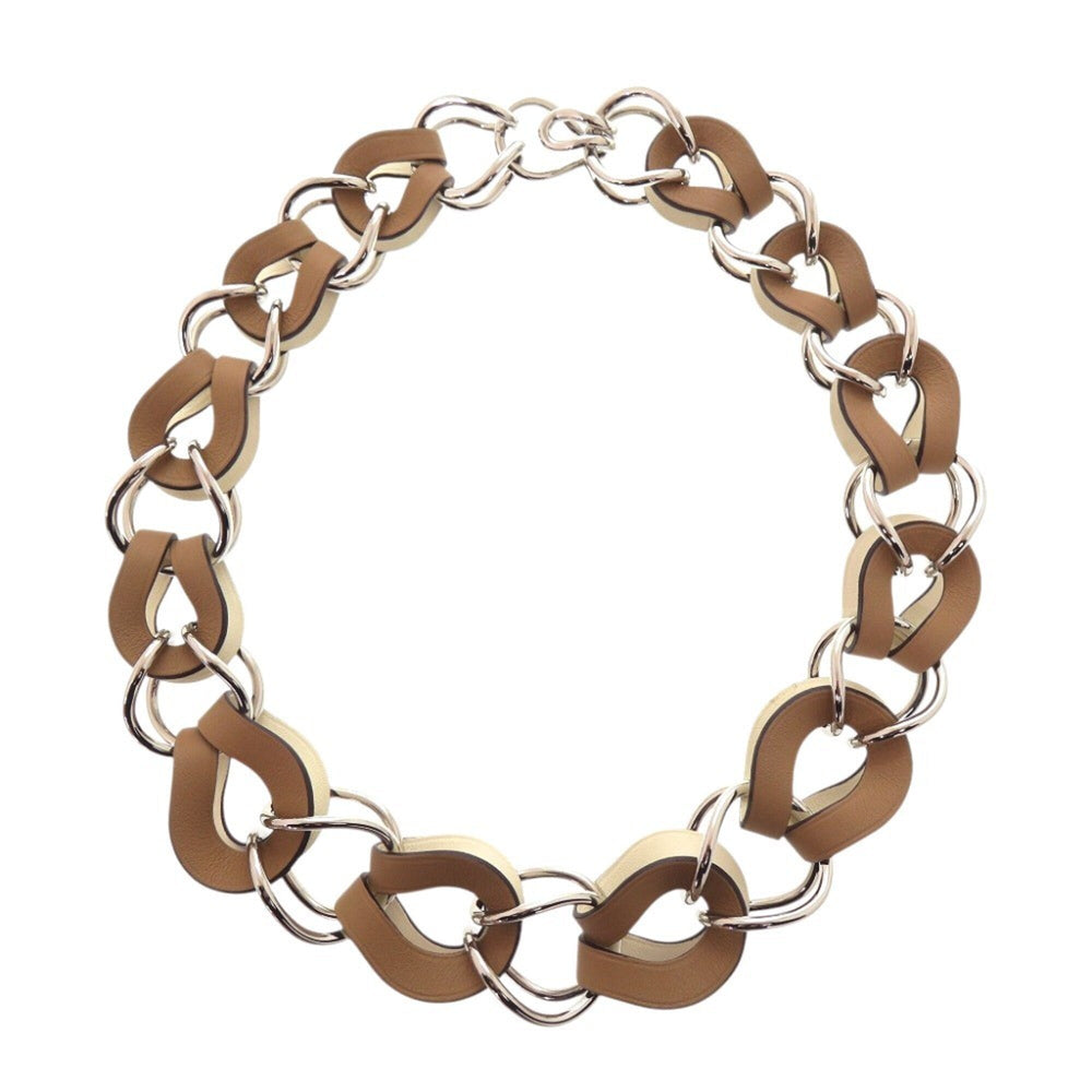 Hermes VIREVOLTE Necklace, Metal and Leather, Brown, U Stamp (Made in 2022), 1522HERMES — Like New