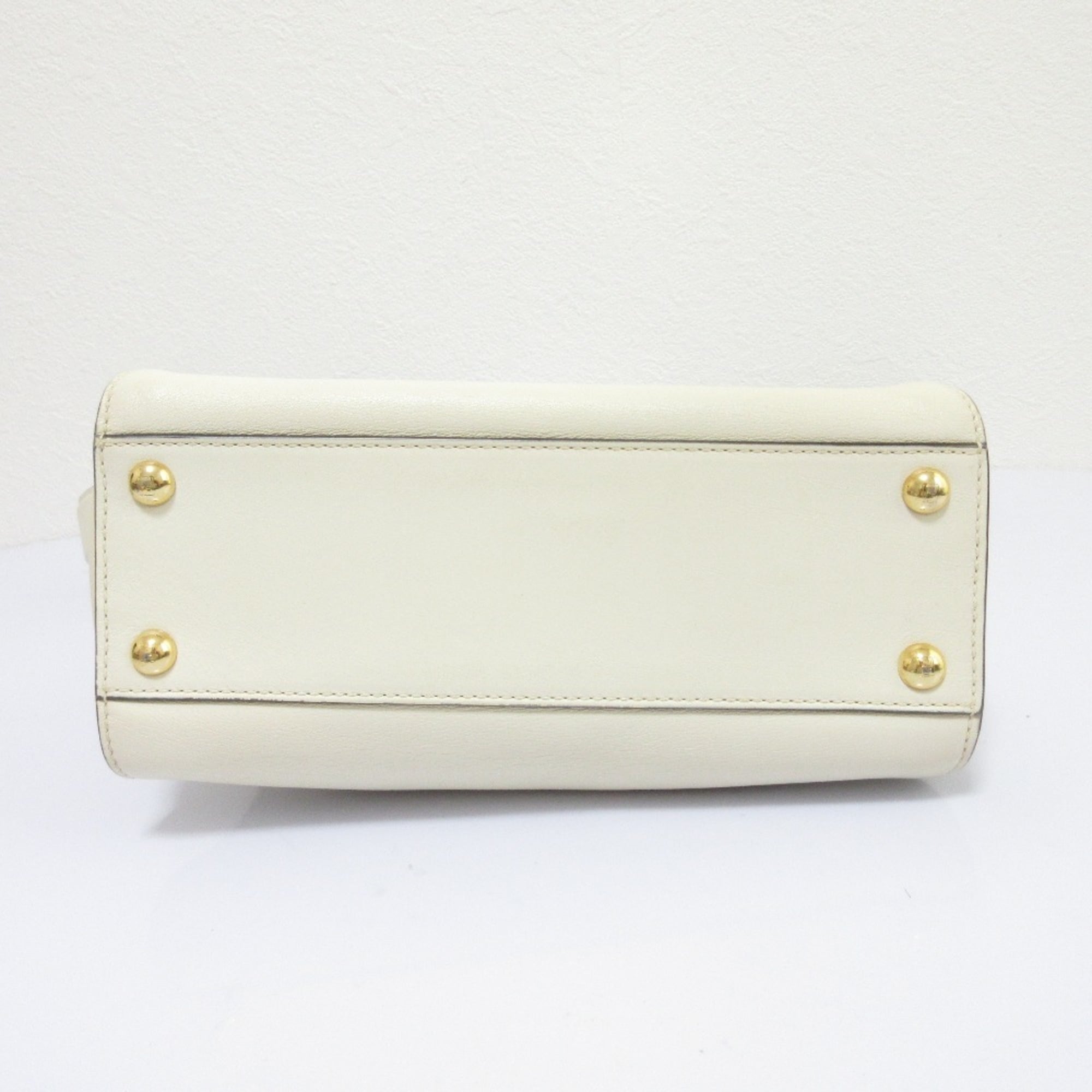 FENDI Peekaboo Mini Handbag/Shoulder Bag, Off-White, Women's