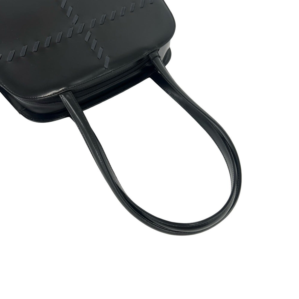 YVES SAINT LAURENT Logo Stitch Leather Handbag Semi-Shoulder Bag Black 17395 — Like New