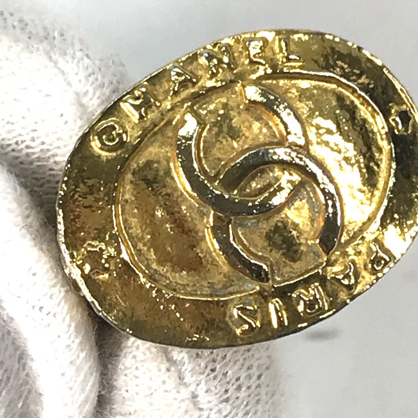 CHANEL Vintage CC Coco Mark Earrings, Metal, Women's, Gold