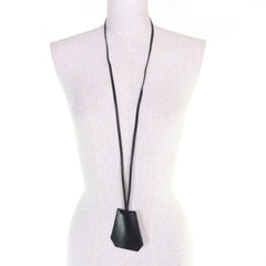 HERMES Vintage Margiela Era Clochette Leather Necklace, Black with Silver Hardware, □B Stamp, Comes Box, Made in France, Women's — Like New