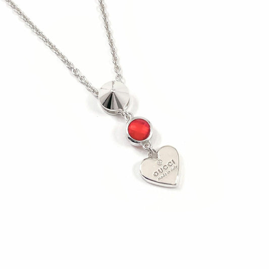 GUCCI Trademark Heart Necklace in Silver 925 with Stones for Women