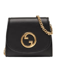 Gucci Interlocking G Blondie Medium Chain Wallet Shoulder Bag 725219 Black Leather Women's GUCCI