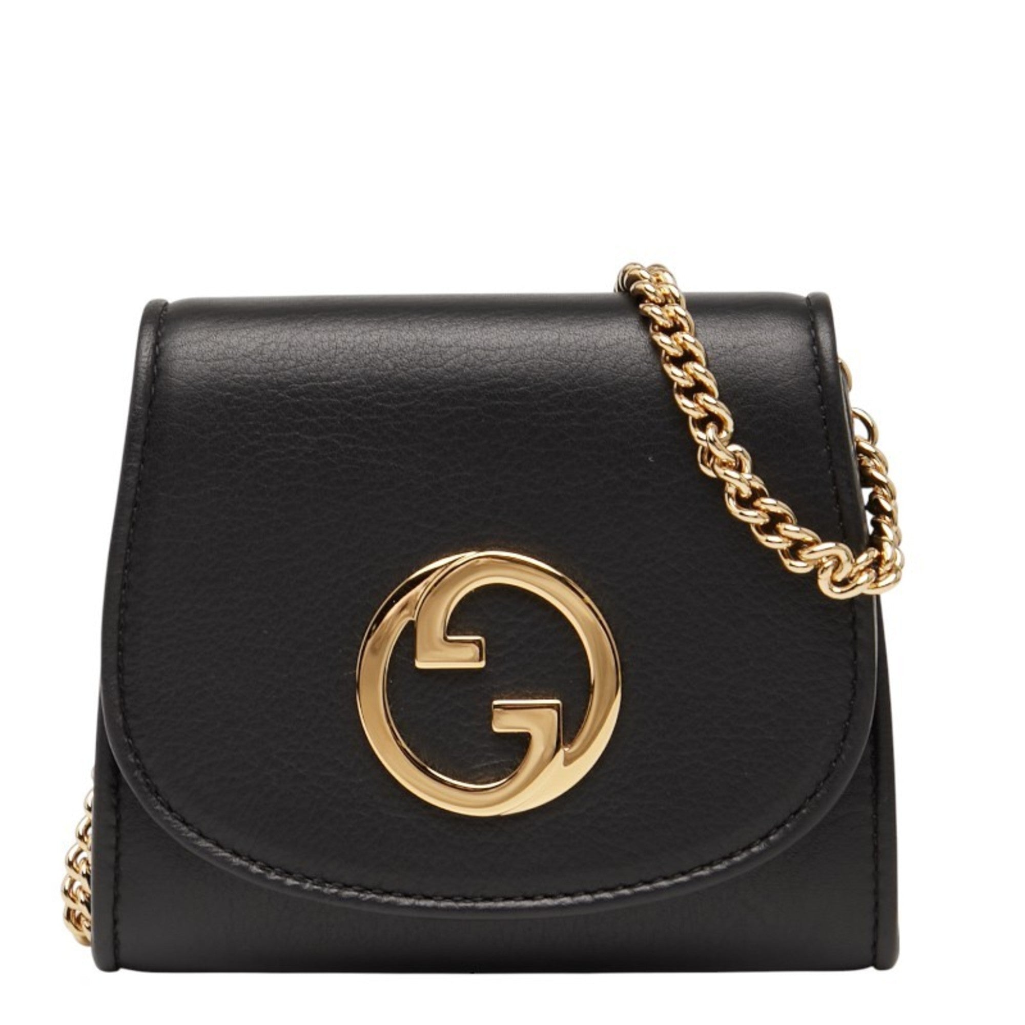 Gucci Interlocking G Blondie Medium Chain Wallet Shoulder Bag 725219 Black Leather Women's GUCCI